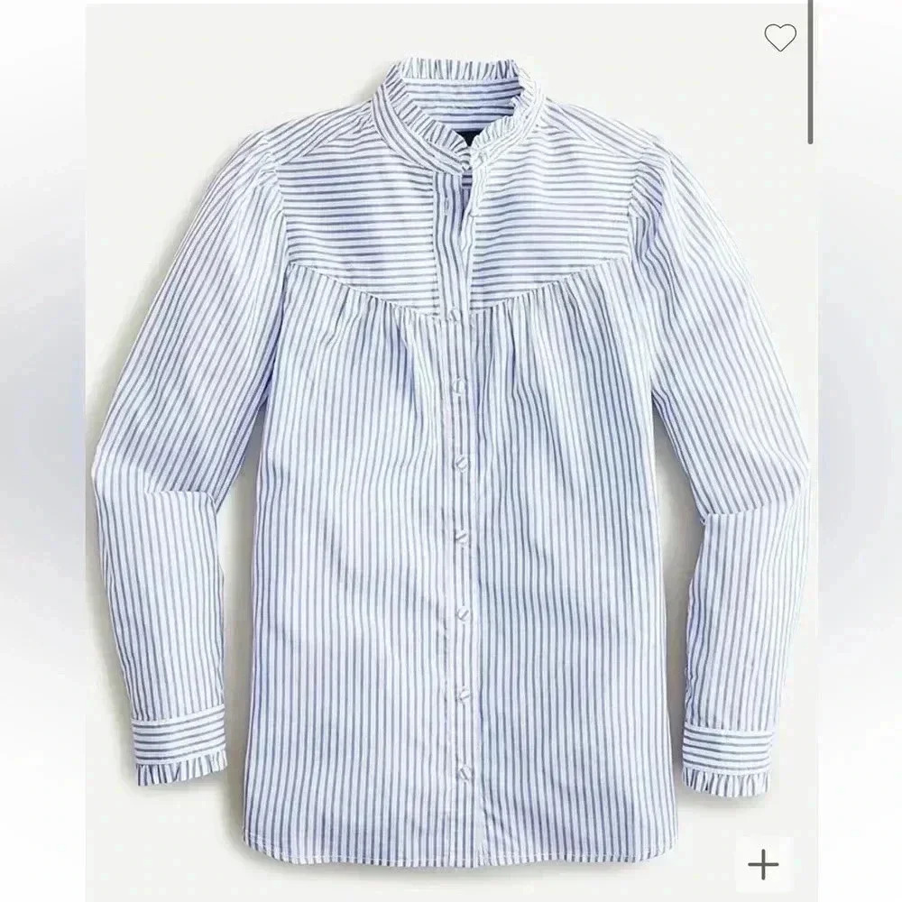 JCrew Ruffle Trim Stripe Cotton Poplin